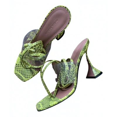 Pre-owned Amina Muaddi Leather Sandal In Green