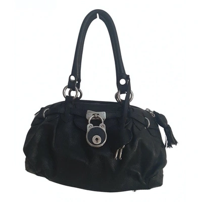 Pre-owned Moschino Leather Bowling Bag In Black