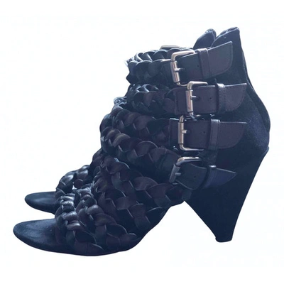 Pre-owned Maje Leather Sandal In Black