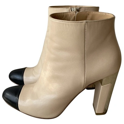 Pre-owned Marella Leather Ankle Boots In Beige