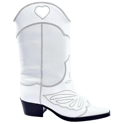 Pre-owned Ganni White Leather Boots