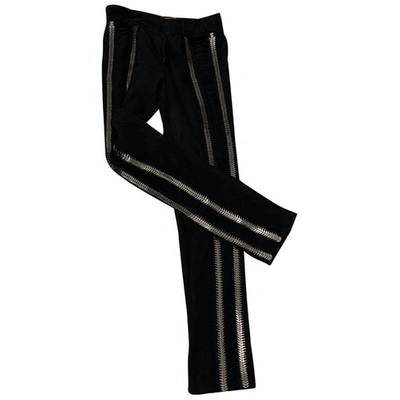 Pre-owned Roberto Cavalli Leather Straight Pants In Black