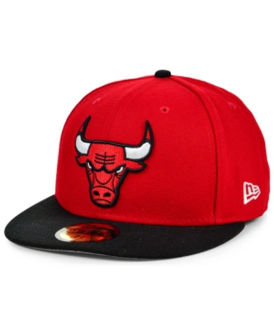 New Era Chicago Bulls Basic 2-tone 59fifty Cap In Black/red