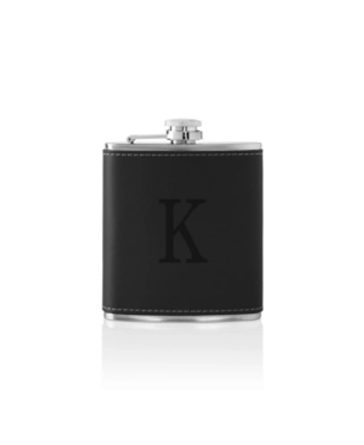 Cathy's Concepts Personalized Leather Flask Set In Black K