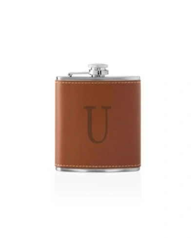 Cathy's Concepts Personalized Leather Flask Set In Brown U