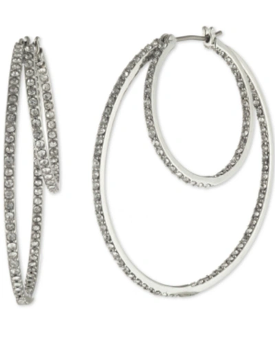Givenchy Pave Double Hoop Earrings In Silver