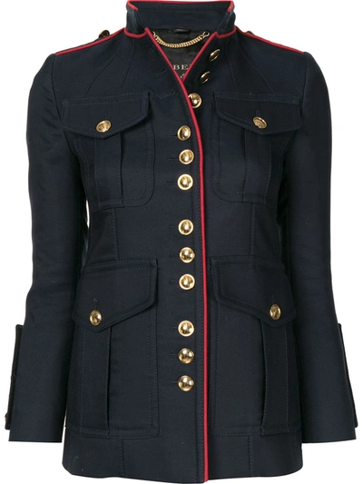 Pre-owned Burberry Single-breasted Military Jacket In Blue