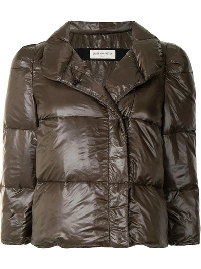 Pre-owned Dries Van Noten Cropped Puffer Jacket In Brown