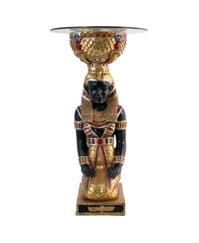 Design Toscano The Egyptian Goddess Eset Glass-topped Table In Multi