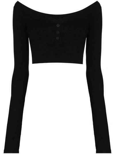 Alix Nyc Off-shoulder Button Decoration Top In Black