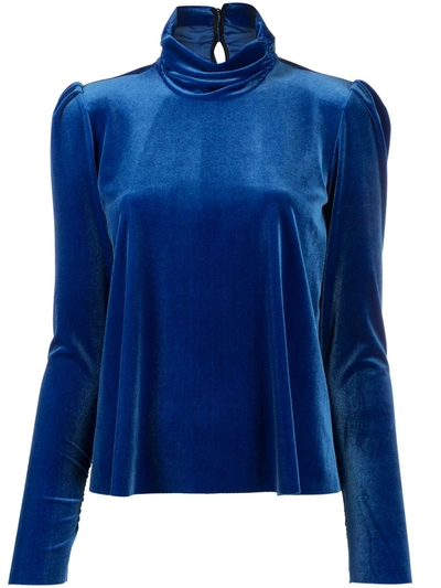 Forte Forte Velvet Rollneck Blouse In Blue