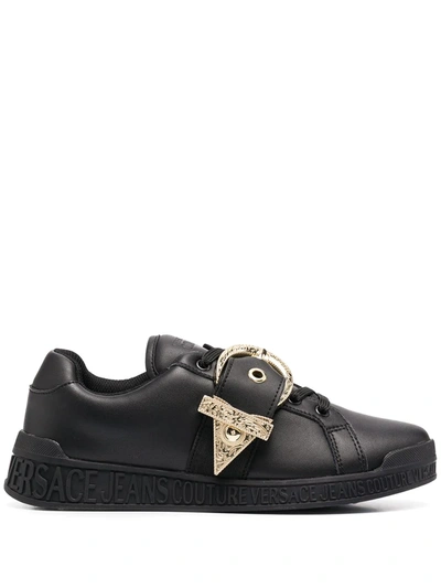 Versace Jeans Couture Buckle And Lace Low-top Sneakers In Black