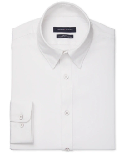 Tommy Hilfiger Men's No-tuck Casual Slim Fit Stretch Dress Shirt In White