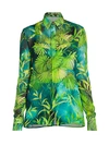 Versace Jungle-print Silk Button Down Shirt In Green