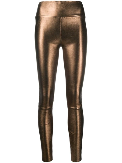 Sprwmn Fitted Metallic Trousers In Brown