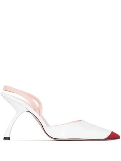 Piferi Upanova Tricolored Vegan-leather Mule High-heel Pumps In White/red