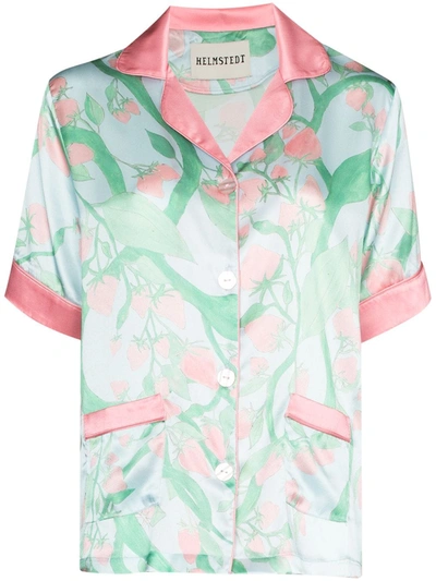 Helmstedt Strawberry Print Silk Pajama Shirt In Blau