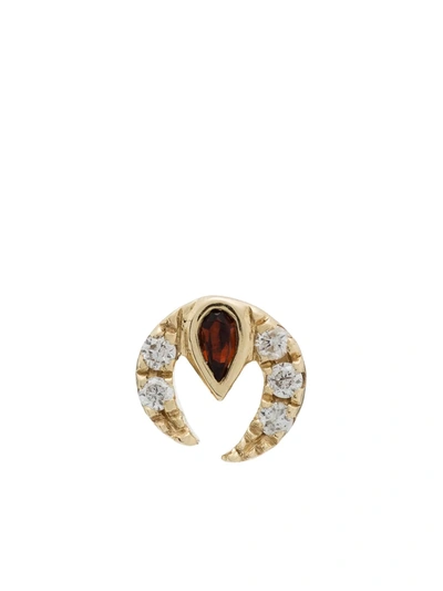 Anissa Kermiche 9k Yellow Gold Claw Ruby Diamond Earring