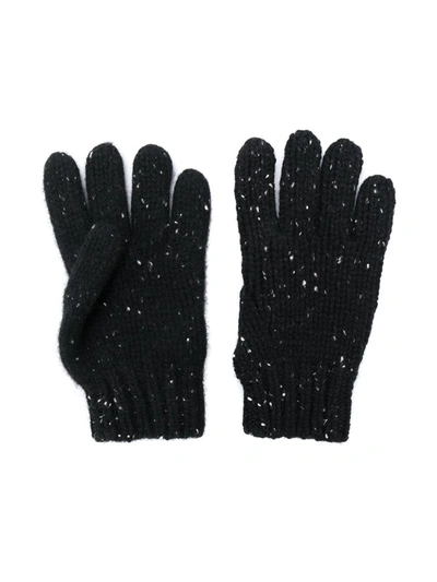 Bonpoint Kids' Speckled Knit Gloves In Black