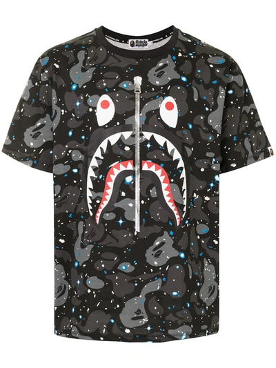 A Bathing Ape Camouflage Shark Print Cotton T-shirt In Black