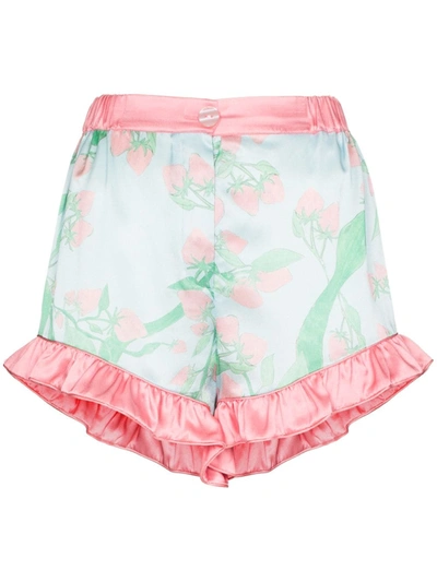 Helmstedt Strawberry Print Silk Pajama Shorts In Blau