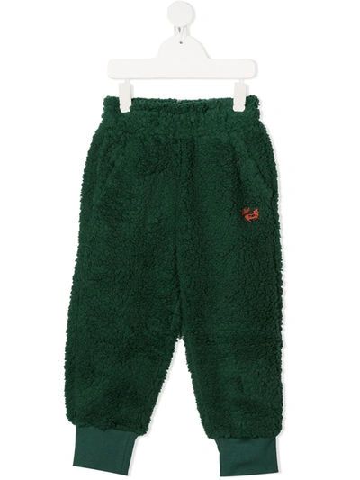 Tiny Cottons Kids' Shearling Track Trousers In Green