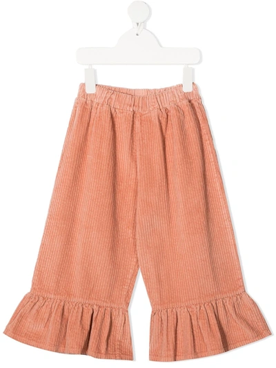 Emile Et Ida Kids' Ruffled Hem Trousers In Pink