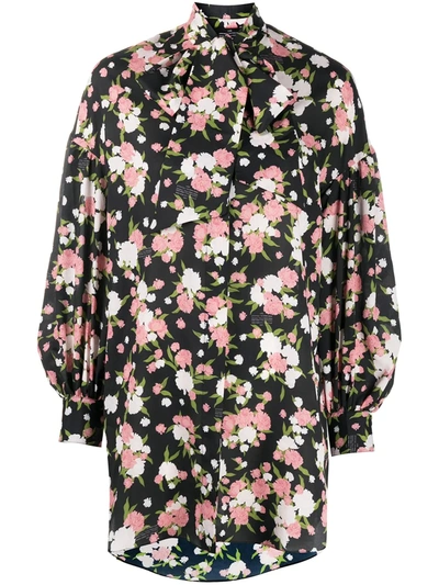 Rokh Floral Print Blouse In Black