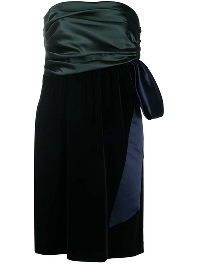 Emporio Armani Velvet And Satin Strapless Mini Dress In Black