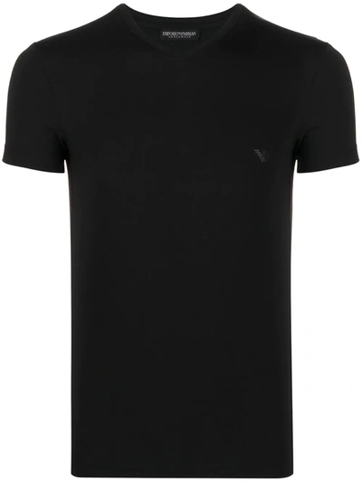 Emporio Armani Round Neck Short-sleeved T-shirt In Black