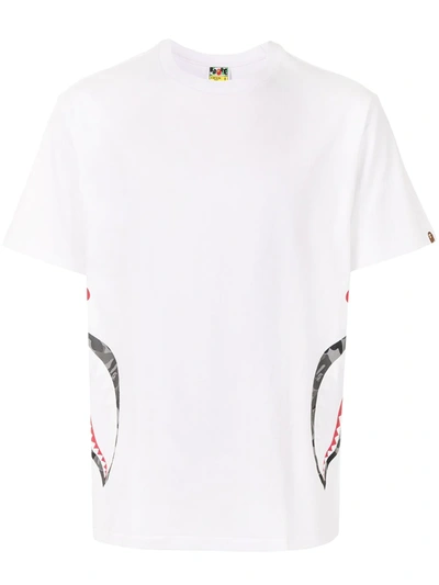 A Bathing Ape Camouflage Shark Print Cotton T-shirt In White