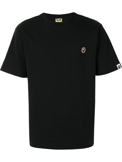 A Bathing Ape Embroidered Ape Face Cotton T-shirt In Black