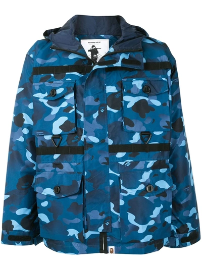 A Bathing Ape Shark Multi-pocket Camouflage Jacket In Blue