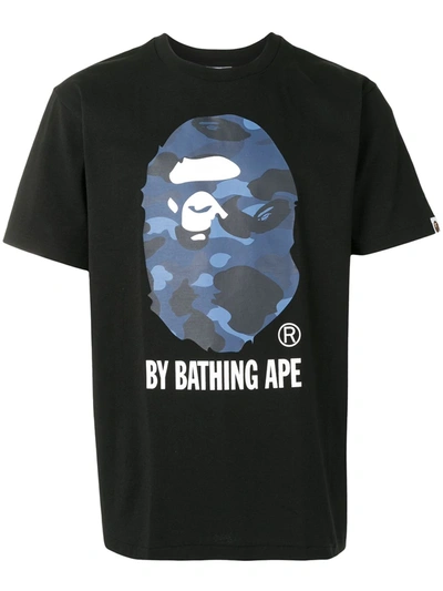 A Bathing Ape Camo Big Ape Head Short Sleeved T-shirt In Black