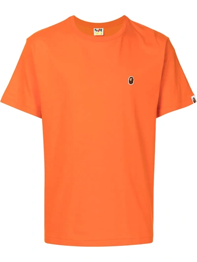 A Bathing Ape Embroidered Ape Face Cotton T-shirt In Orange