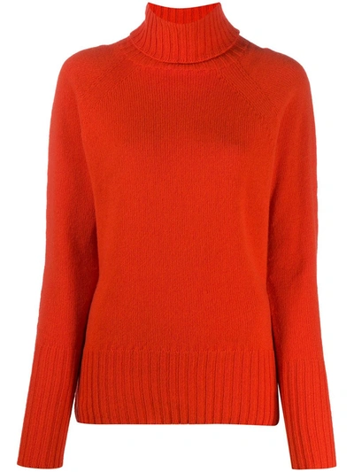 Drumohr Wool Roll-neck Jumper In Orange