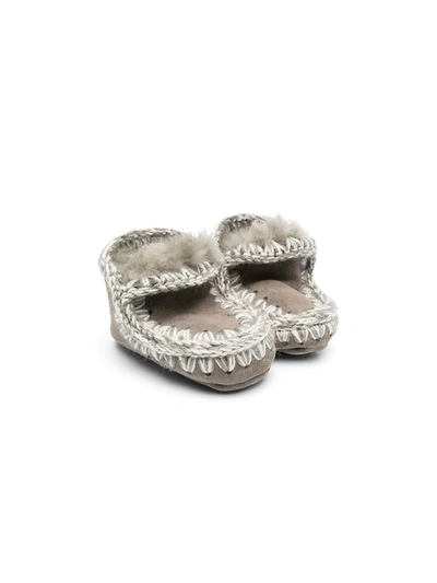 Mou Babies' Shearling-lined Boots In Grey