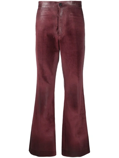 Marni Flared Corduroy Trousers In Red