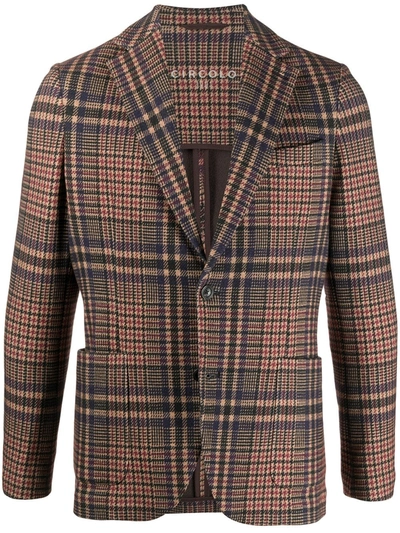 Circolo 1901 Tartan Single-breasted Blazer In Brown