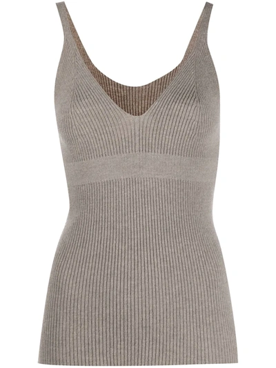 Ami Amalia Knitted Wool Vest In Neutrals