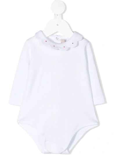 La Stupenderia Scalloped-collar Baby Grow In White