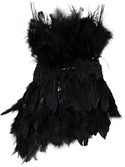 Alchemy Embellished Feather Vest In Black