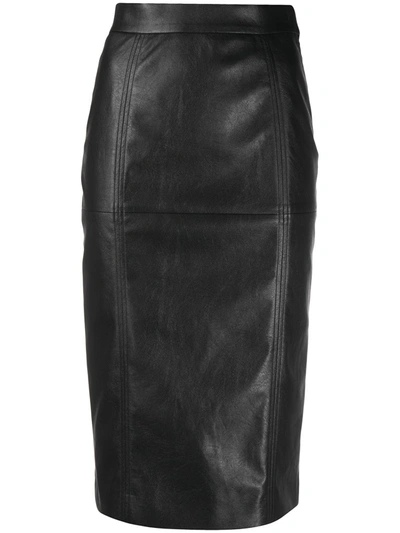Incotex Faux-leather Pencil Skirt In Black