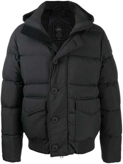 Canada Goose Flap-pocket Quilted Bomber Jacket In Black
