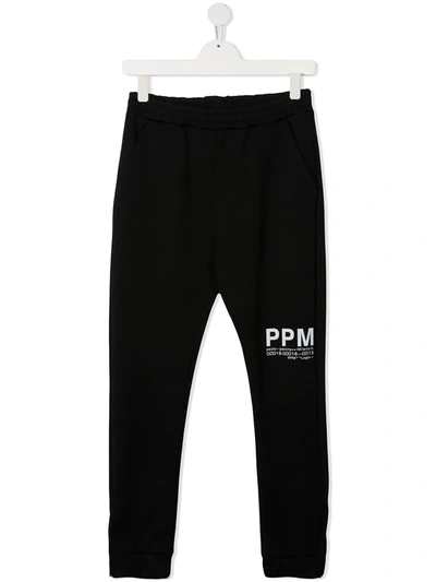 Paolo Pecora Teen Graphic Print Track Pants In Black