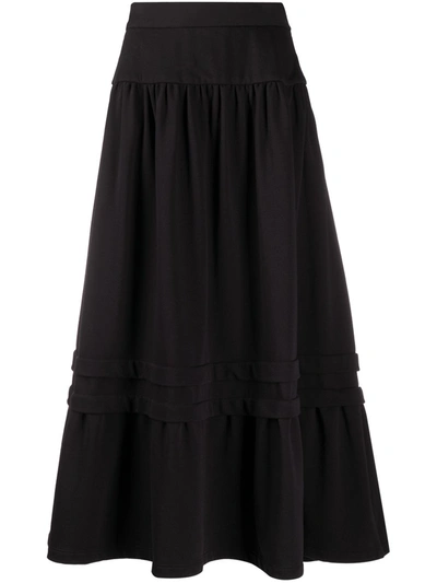 Mm6 Maison Margiela High-waist Tiered Skirt In Black
