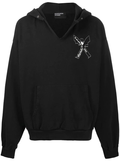 Enfants Riches Deprimes Winged Man Hooded Sweatshirt In Black