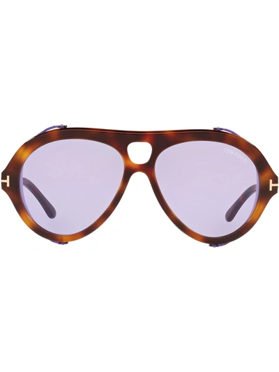 Tom Ford Ft0882 Neughman Pilot-frame Sunglasses In Burgundy