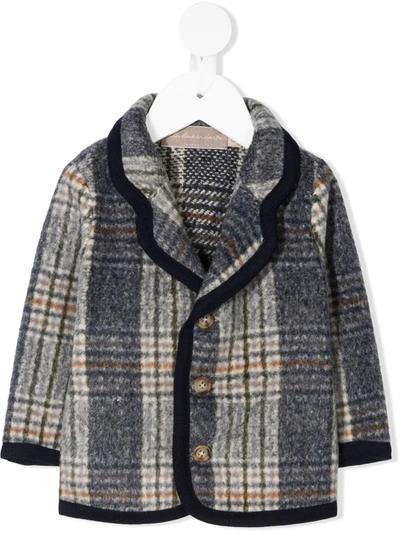 La Stupenderia Babies' Knitted Plaid Coat In Blue