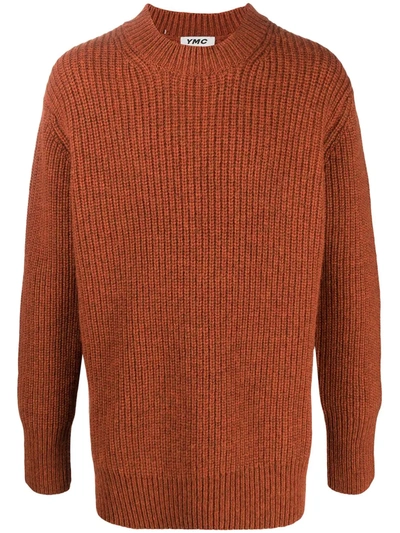 Ymc You Must Create Ymc Crewneck Ribbed Jumper In Brown